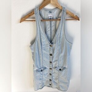 Women’s racer back button up jean dress short